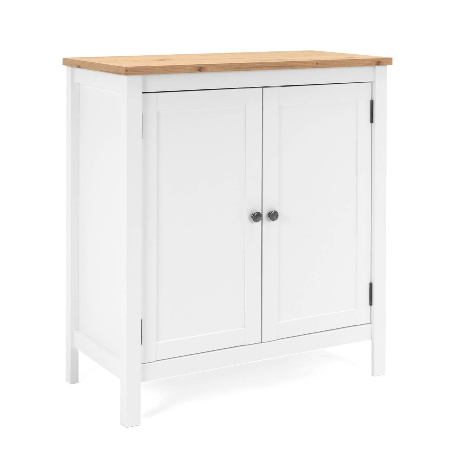 SIDEBOARD 80/90/40 cm Weiß, Natur - Chromfarben/Weiß, Holz (80/90/40cm) - Homestyle4u