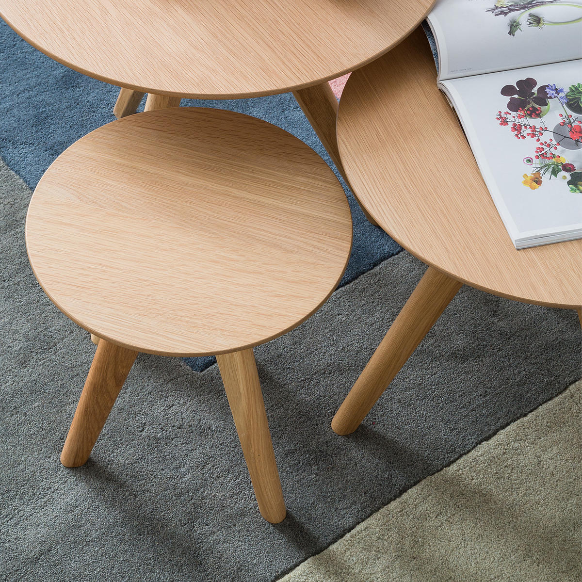 BEISTELLTISCH-SET - 3-teilig - Eiche teilmassiv - Eichefarben, Holz/Holzwerkstoff (1/1/1cm) - home24