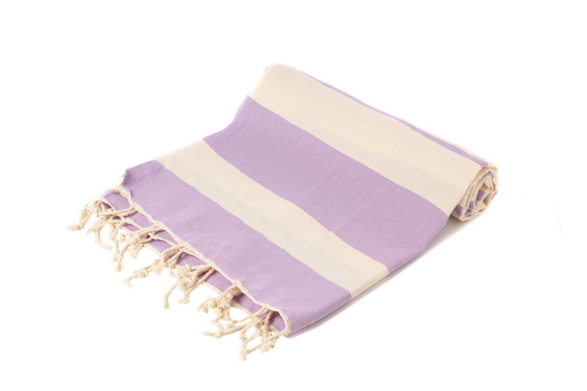 SAUNATUCH Strandtuch Hamamtuch Lila Gestreift für Babys geeignet 100%Baumwolle - Lila, Textil (100/180cm) - Villa Möbel