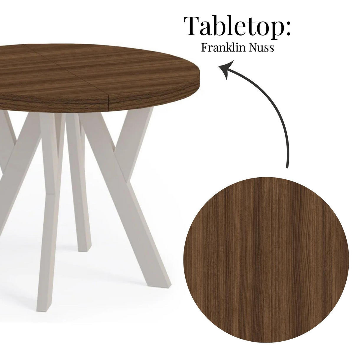 ESSTISCH Runder Ausziehbarer PERO 90/190, Franklin Nuss / Kaschmir - Kaschmir/Dunkelbraun, Holz (190/90/77cm) - Dekori_Interiors