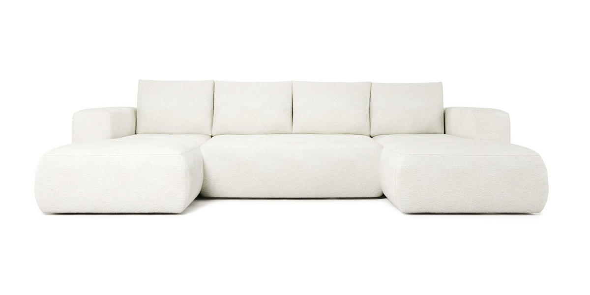 ECKSOFA LAMBI U, Wohnlandschaft U Form mit +3 Sitzen, Grau - Lambi 12 - Grau, Textil (340/89/114cm) - Moderno Meble