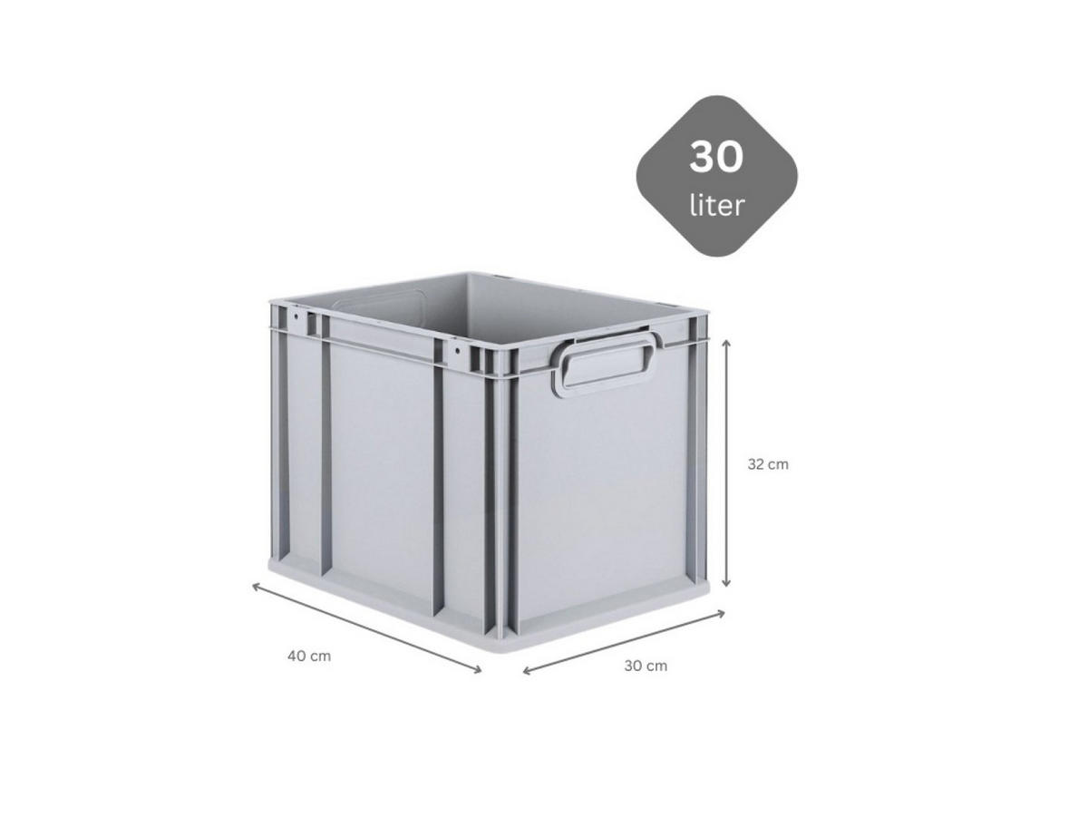 EUROBOX Nextgen Economy Griffe Geschlossen 32x30x40cm 30 Liter - Grau, Kunststoff (30/32/40cm) - PROREGAL