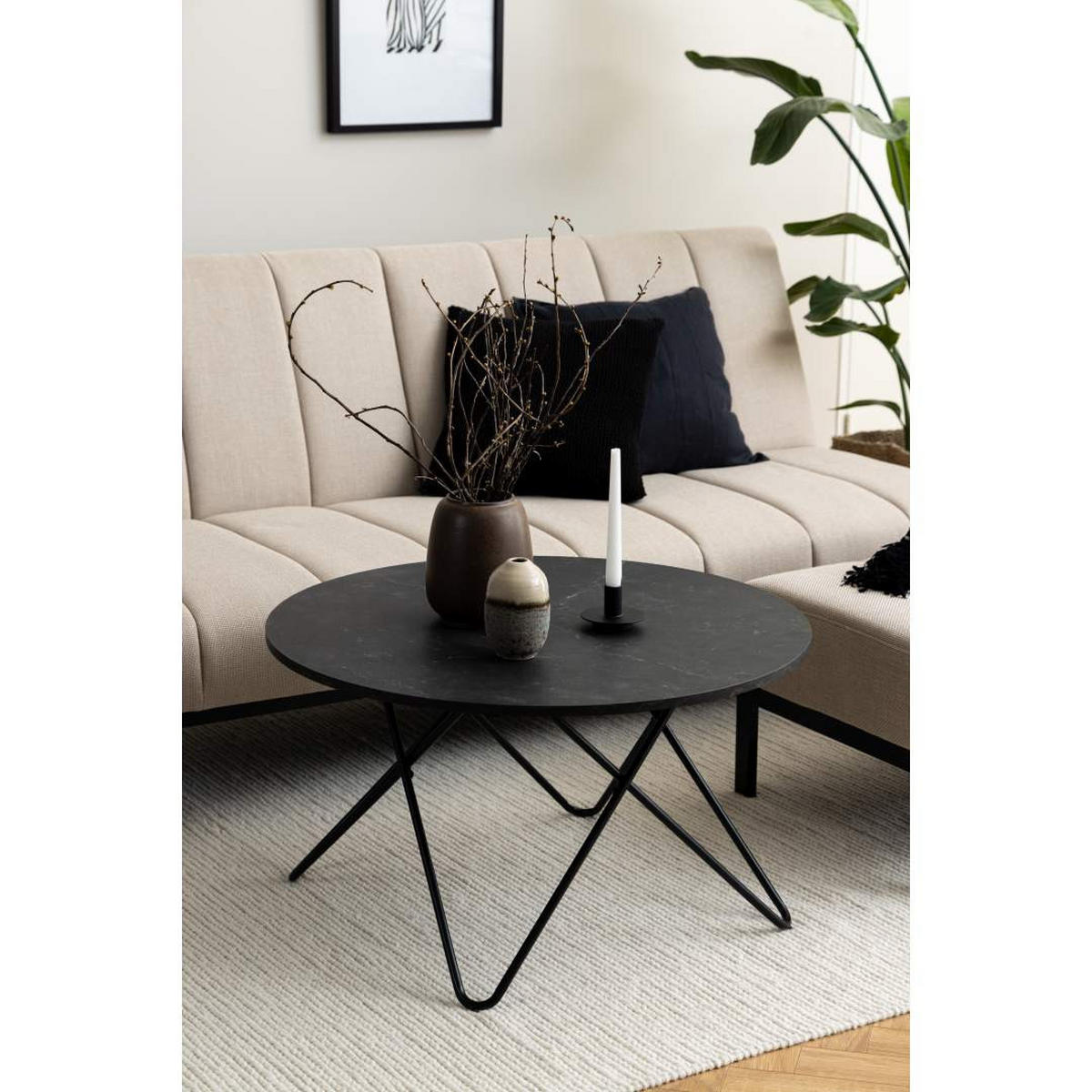 COUCHTISCH, Wyre, Schwarz, MDF, 80 x 80 x 45 cm - Schwarz, Holzwerkstoff/Metall (80/80/45cm) - ebuy24