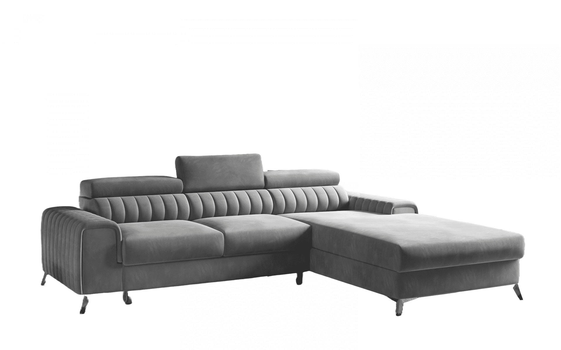 ECKSOFA mit Schlaffunktion und Bettkasten - Chromfarben/Dunkelgrau, Textil/Metall (205/278cm) - Eltap