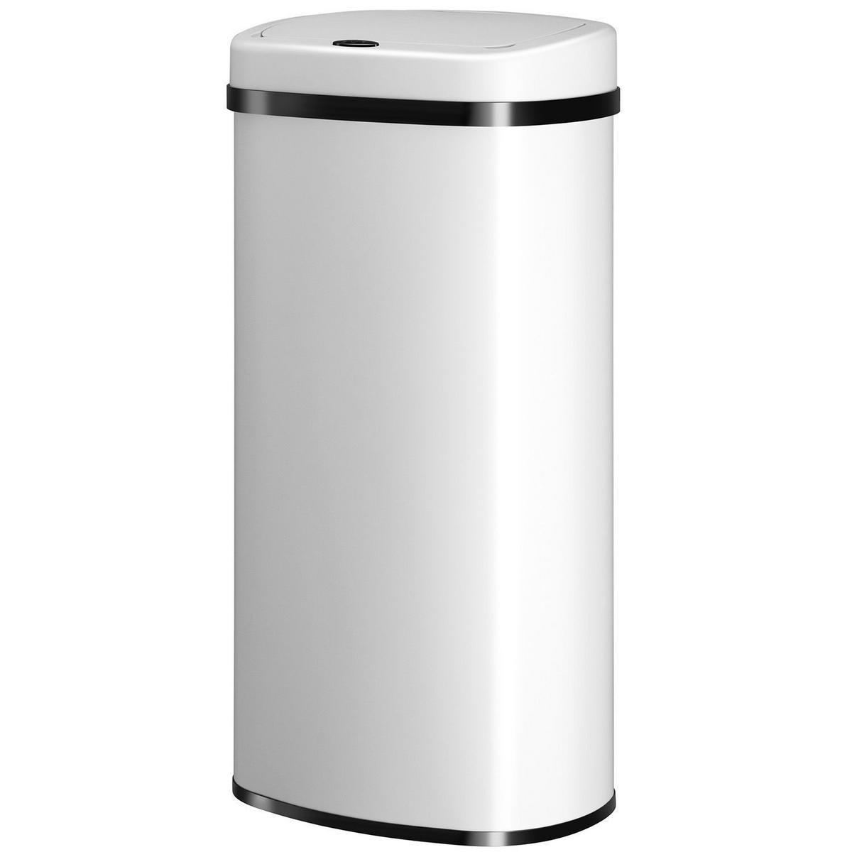 MÜLLEIMER viereckig 70L weiß mit Sensor - Weiß, Metall (40/73/29cm) - Juskys