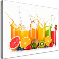 LEINWANDBILD Bunte Fruchtsäfte 90x60cm - Multicolor, Textil (90/60cm) - Feeby