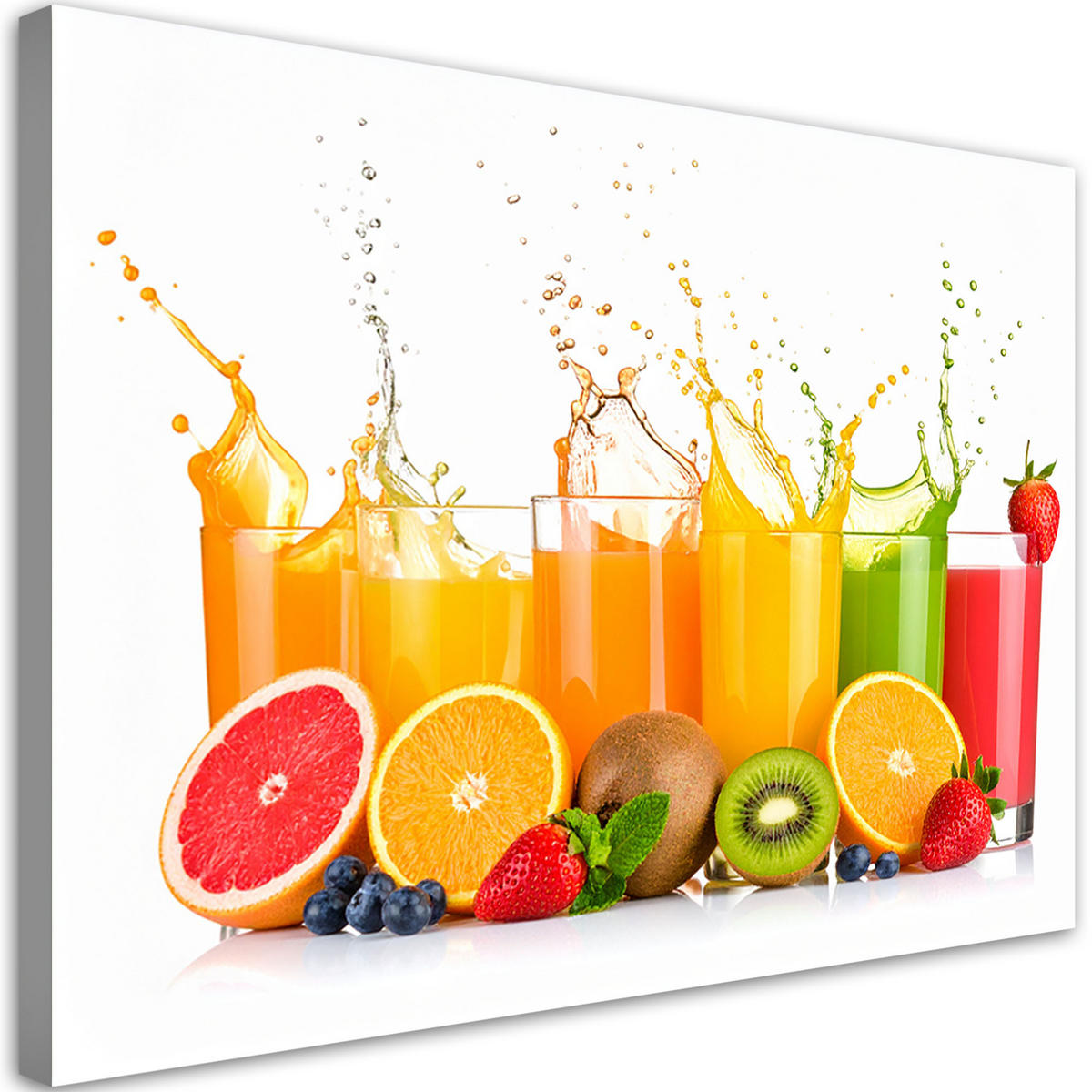 LEINWANDBILD Bunte Fruchtsäfte 90x60cm - Multicolor, Textil (90/60cm) - Feeby