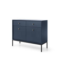 KOMMODE MONDO 104/83/39 cm mit 2 Schubladen 2 Türen Blau - Blau, Holzwerkstoff (104/83/39cm) - MASSENO