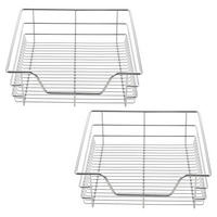 TELESKOPSCHUBLADE-SET 2 TLG. Doustelle - Silberfarben, Metall (44/14/47cm) - [en.casa]
