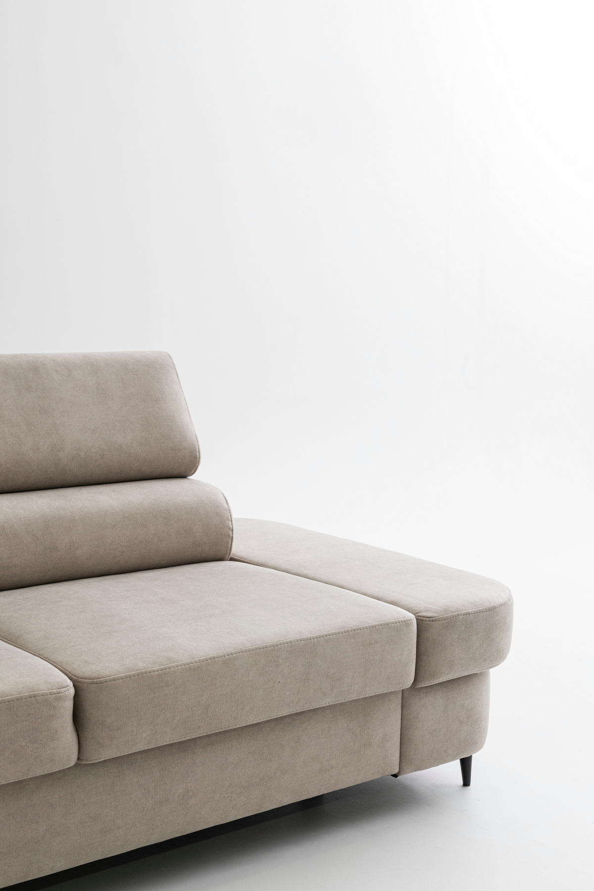 2-SITZER-SOFA PRIAM 206 cm Velours Creme - Creme/Schwarz, Holz/Textil (206/95/102cm) - Muffo