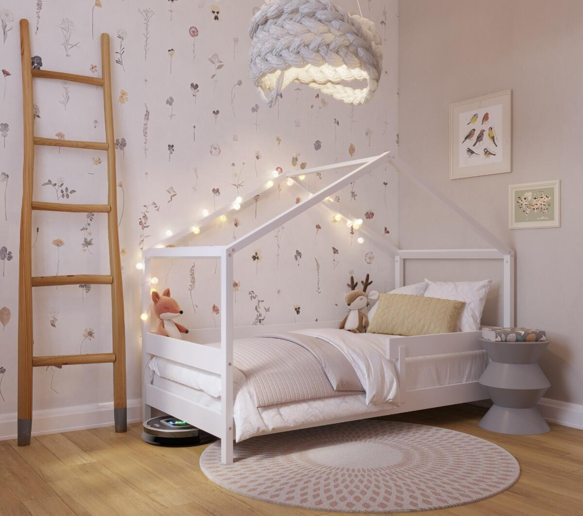 HAUSBETT HYTTE Weiß 89x169x135 cm - Weiß, Holz - FURNLUX