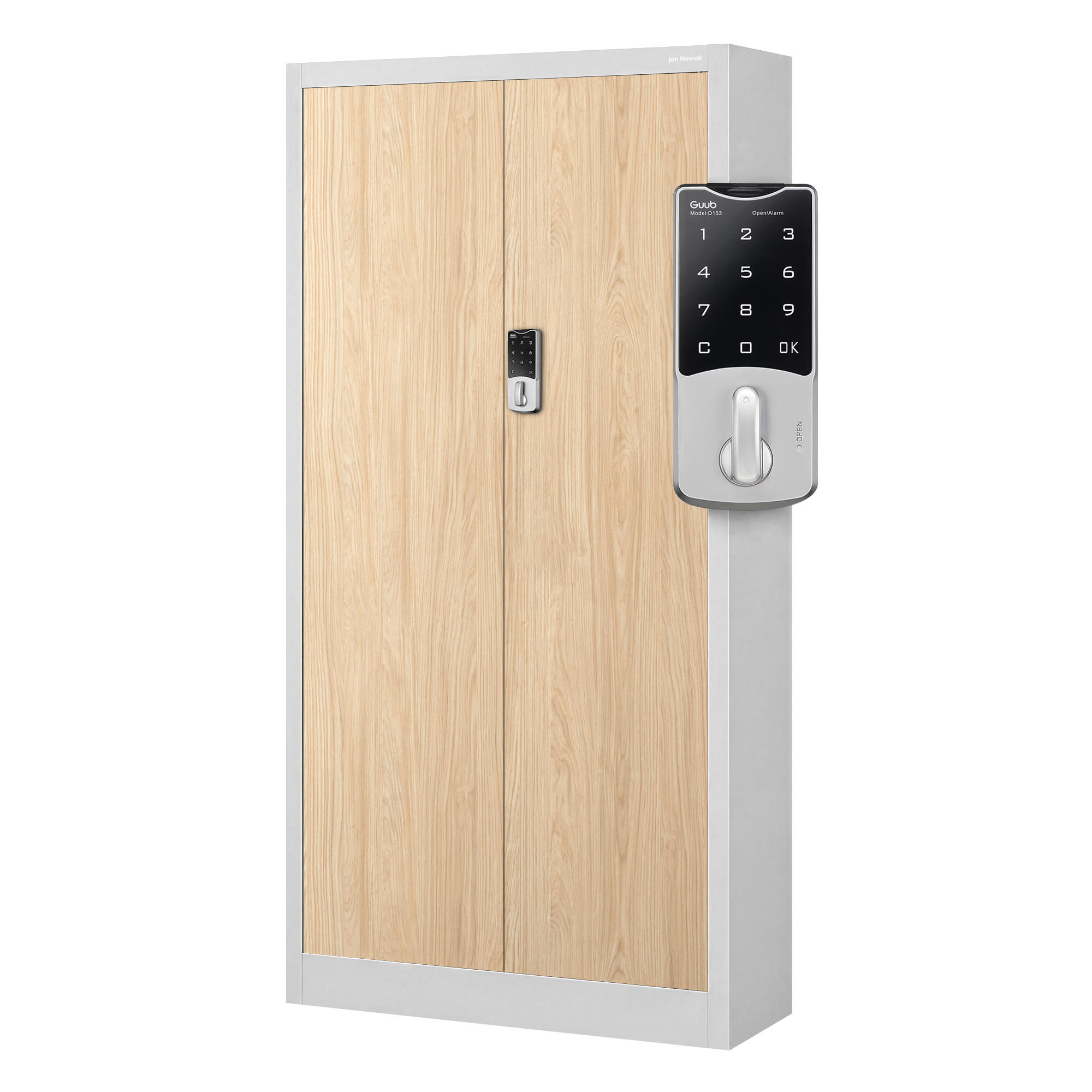 BÜROSCHRANK mit Zahlenschloss DANIEL 185x90x40 cm - Grau/Sonoma Eiche, Metall (90/185/40cm) - Jan Nowak