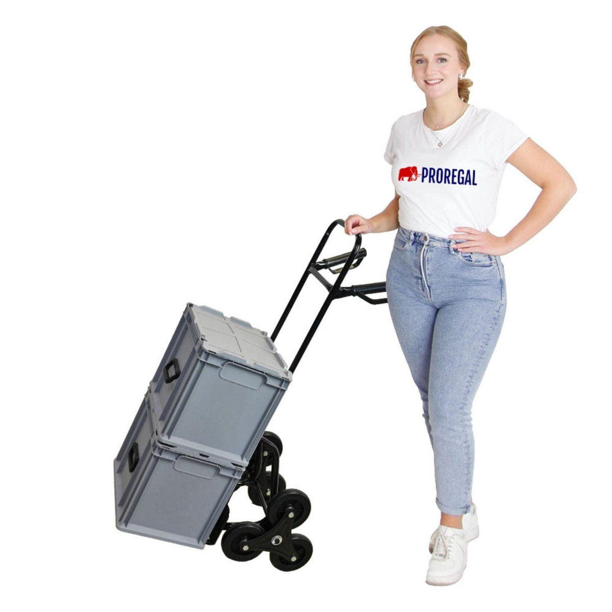 TREPPENSTEIGER Sackkarre Odin 111x60x43cm Tragkraft 200kg Schwarz - Schwarz, Metall (43/60/111cm) - PROREGAL