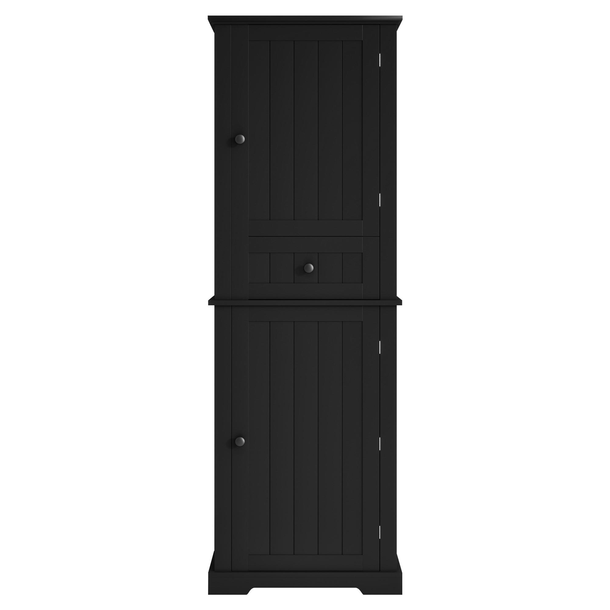 HOCHSCHRANK 56/28/167.3 cm Schwarz mit 2 Schranktüren und 1 Schubladen - Schwarz, Holz/Holzwerkstoff (28/167.3/56cm) - Oxeza