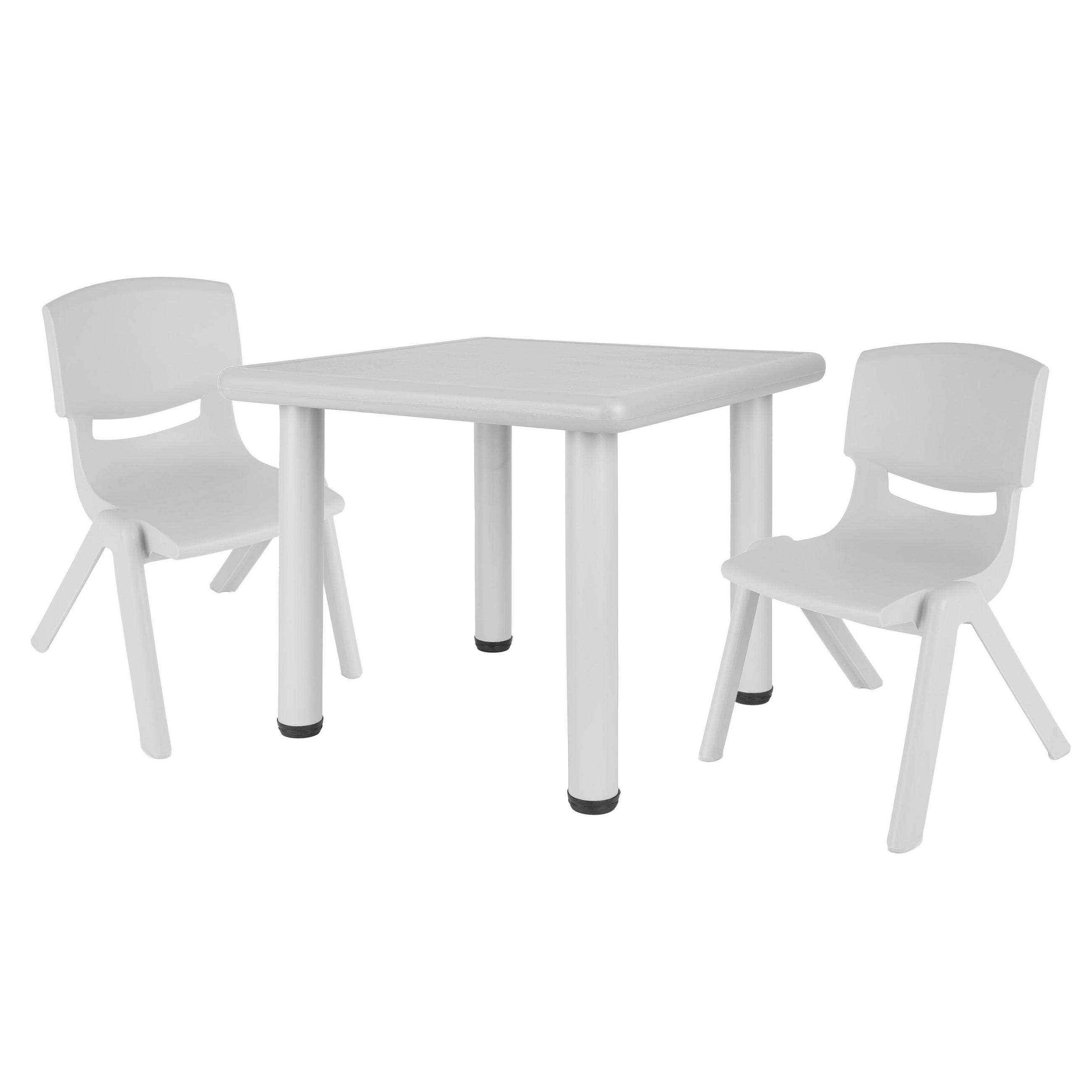 KINDERTISCH mit 2 Stühlen für innen - Grau, Kunststoff (62/52/62cm) - Bieco Spielwaren