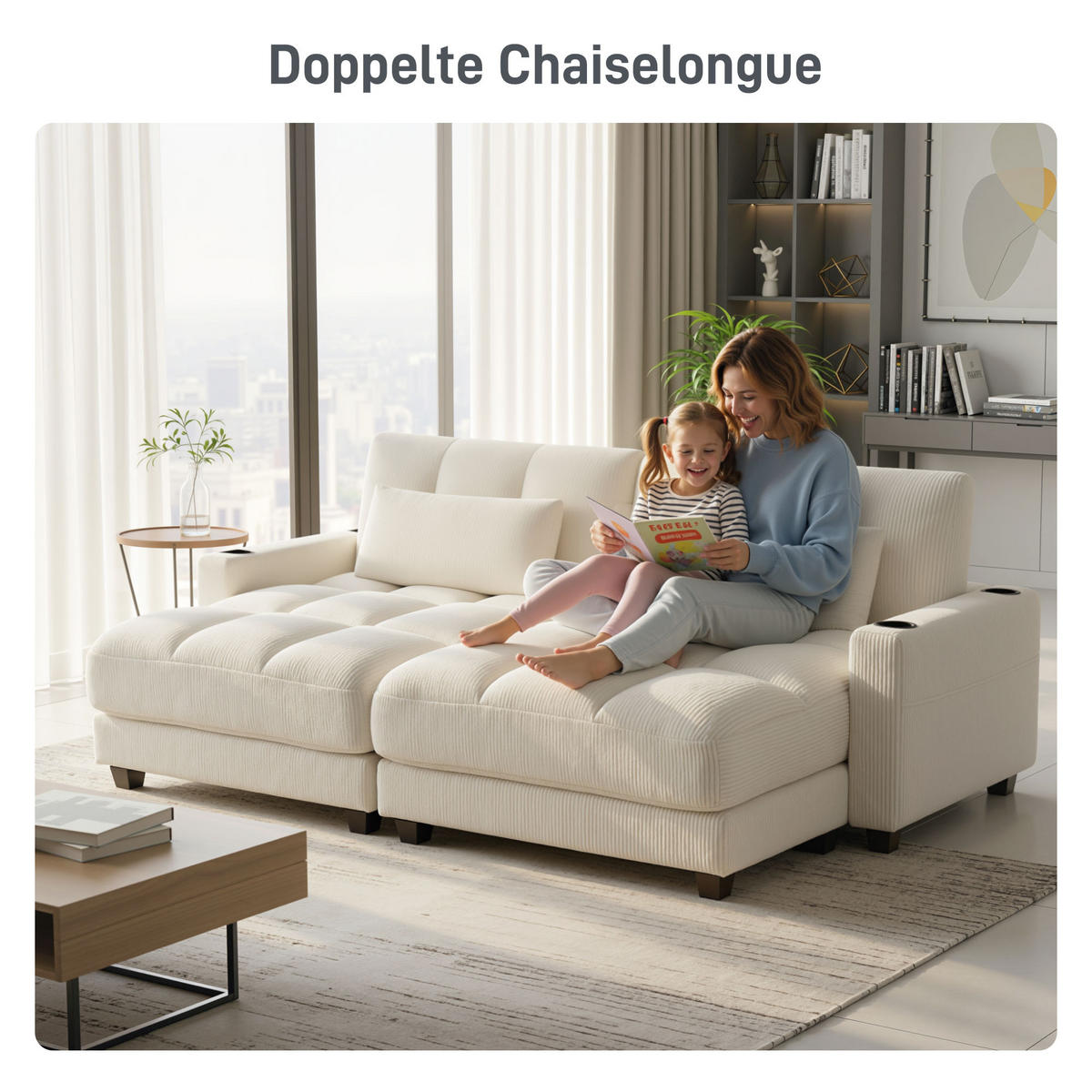 SCHLAFSOFA Polyester Mehrschichtenplatte Cremeweiß - Dunkelgrau/Creme, Kunststoff/Textil (114/86/147cm) - HOMCOM