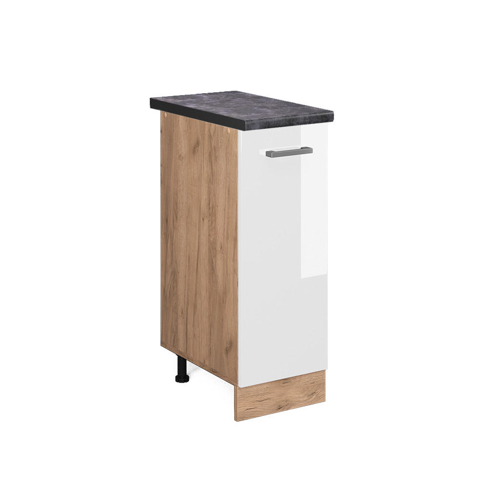 APOTHEKERSCHRANK R-Line Weiß Hochglanz 30 cm, AP Anthrazit - Honigeiche/Weiß Hochglanz, Holzwerkstoff (30/81.6/60cm) - Vicco