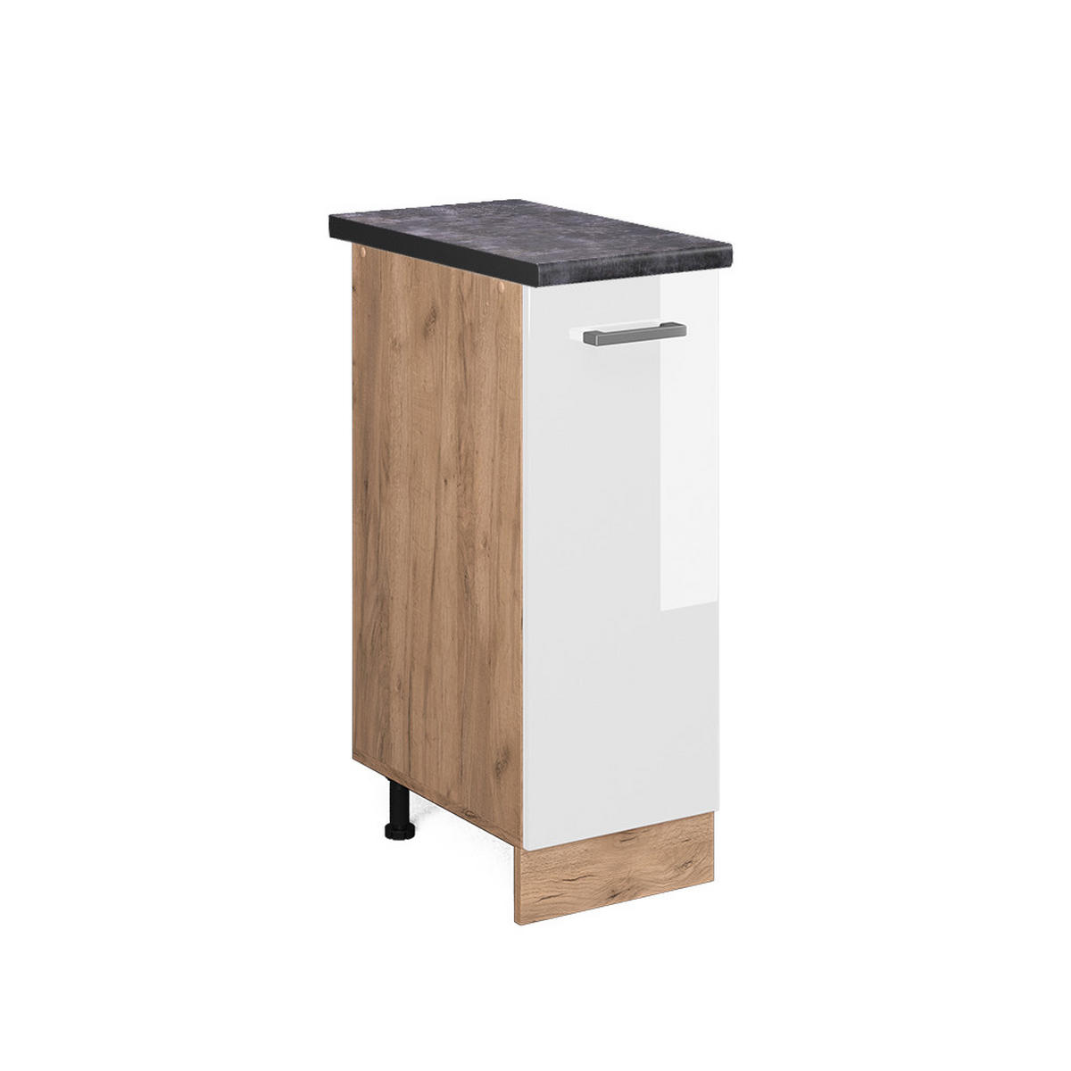 APOTHEKERSCHRANK R-Line Weiß Hochglanz 30 cm, AP Anthrazit - Honigeiche/Weiß Hochglanz, Holzwerkstoff (30/81.6/60cm) - Vicco