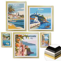 WANDBILDER 5er Set - 50x50 cm & 20x30 cm & 40x60 cm Goldrahmen - Japanische Naturlandschaften - Goldfarben, Kunststoff (40/60cm) - ArtPrintCave