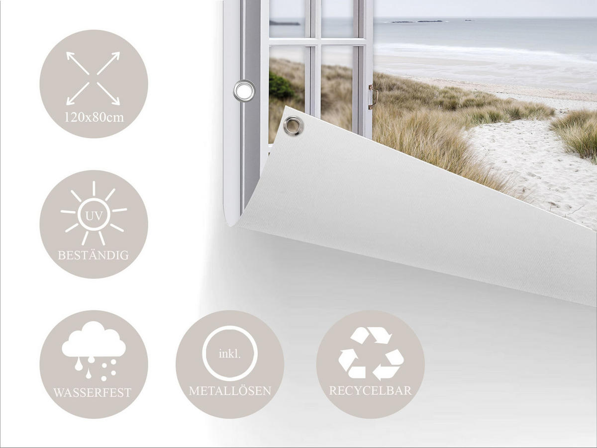 GARTEN-POSTER 120x80 cm Strand Fenster - Beige, Kunststoff (120/80/2cm) - artissimo