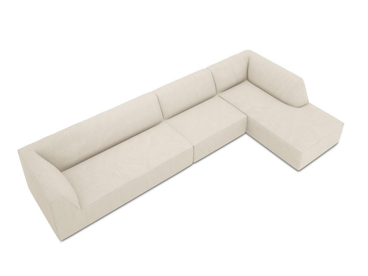 ECKSOFA rechts Ruby aus Cord leichtes beige 5 Sitzplätze - Creme, Textil (180/366cm) - Micadoni