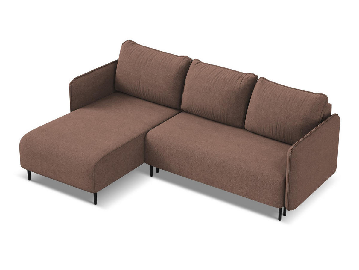 ECKSOFA mit Schlaffunktion Strukturstoff Stoff Pink - Pink/Hellrosa, Holz/Textil (162/236cm) - Makamii