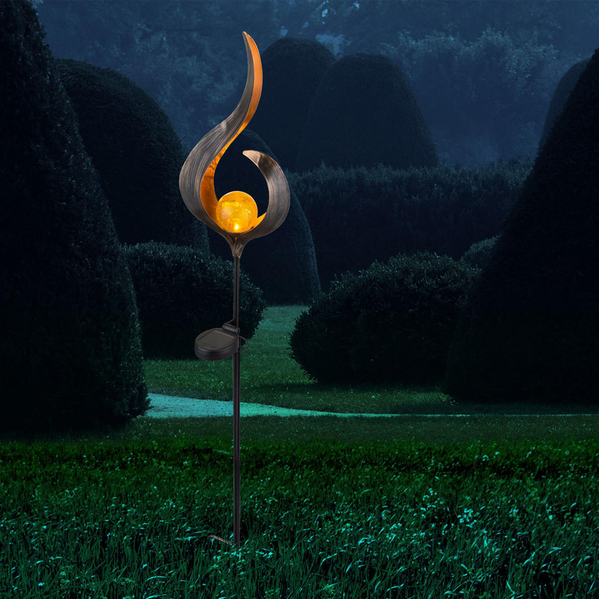 LED AUSSENLEUCHTE Solar Steckleuchte Bronze - Bronzefarben, Glas (16/7/90cm) - Globo Lighting