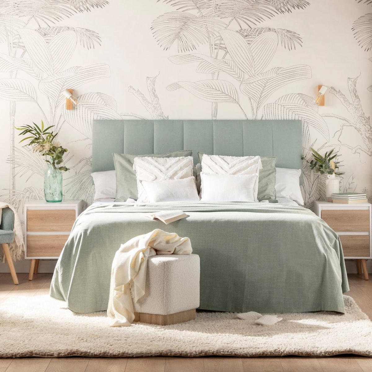 KOPFTEIL DOPPELTES Corso Grün 166 cm x 53 cm - Grün, Textil (166/4cm) - Klast Home