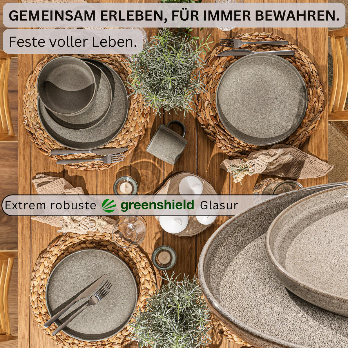 DESSERTTELLER SET KAIRO CLAY - 4 teilig aus Steingut - Grau, Keramik (28cm) - Sänger