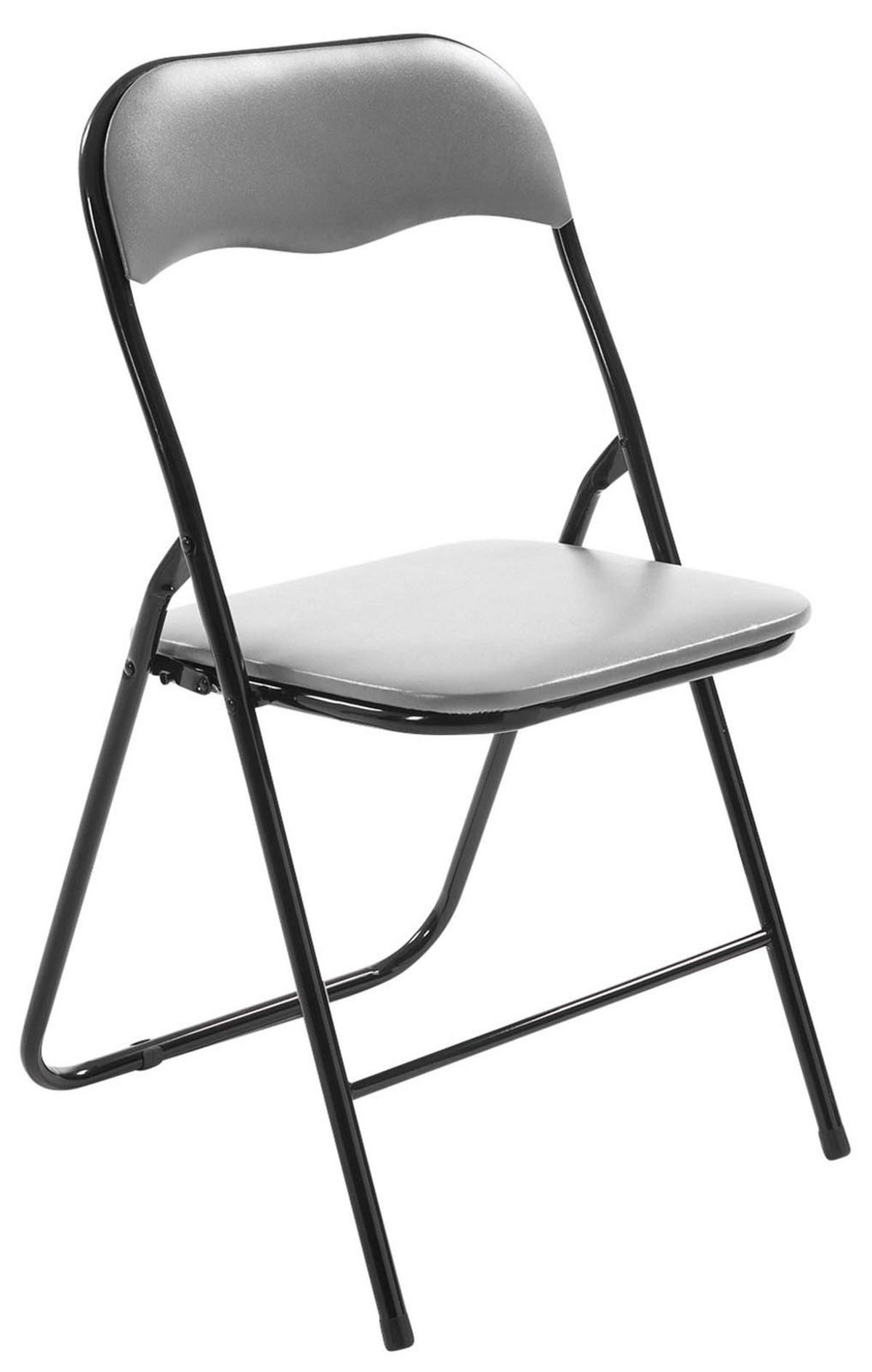 KLAPPSTUHL 2er Set Kunststoff grau/schwarz - Schwarz/Grau, Kunststoff/Textil (45/78/45cm) - CLP