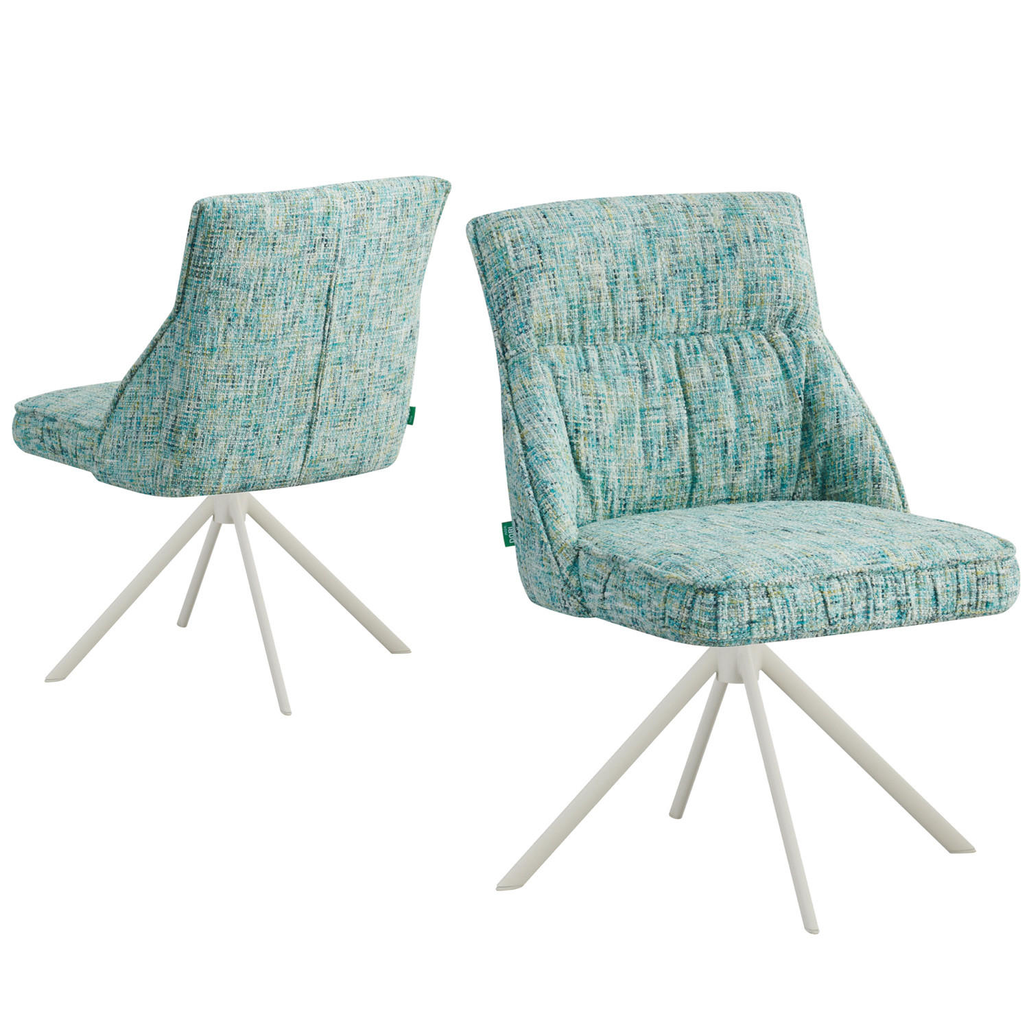 ESSZIMMERSTUHL LINNEA 2er-Set - Türkis/Weiß, Textil/Metall (49/84/62cm) - DUBI Möbel