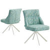 ESSZIMMERSTUHL LINNEA 2er-Set - Türkis/Weiß, Textil/Metall (49/84/62cm) - DUBI Möbel