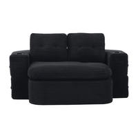 SCHLAFSOFA DE-33608 2-in-1 mit Getränkehaltern und tiefer Sitzfläche Schwarz - Schwarz, Textil (165/61/97cm) - ComfortXL
