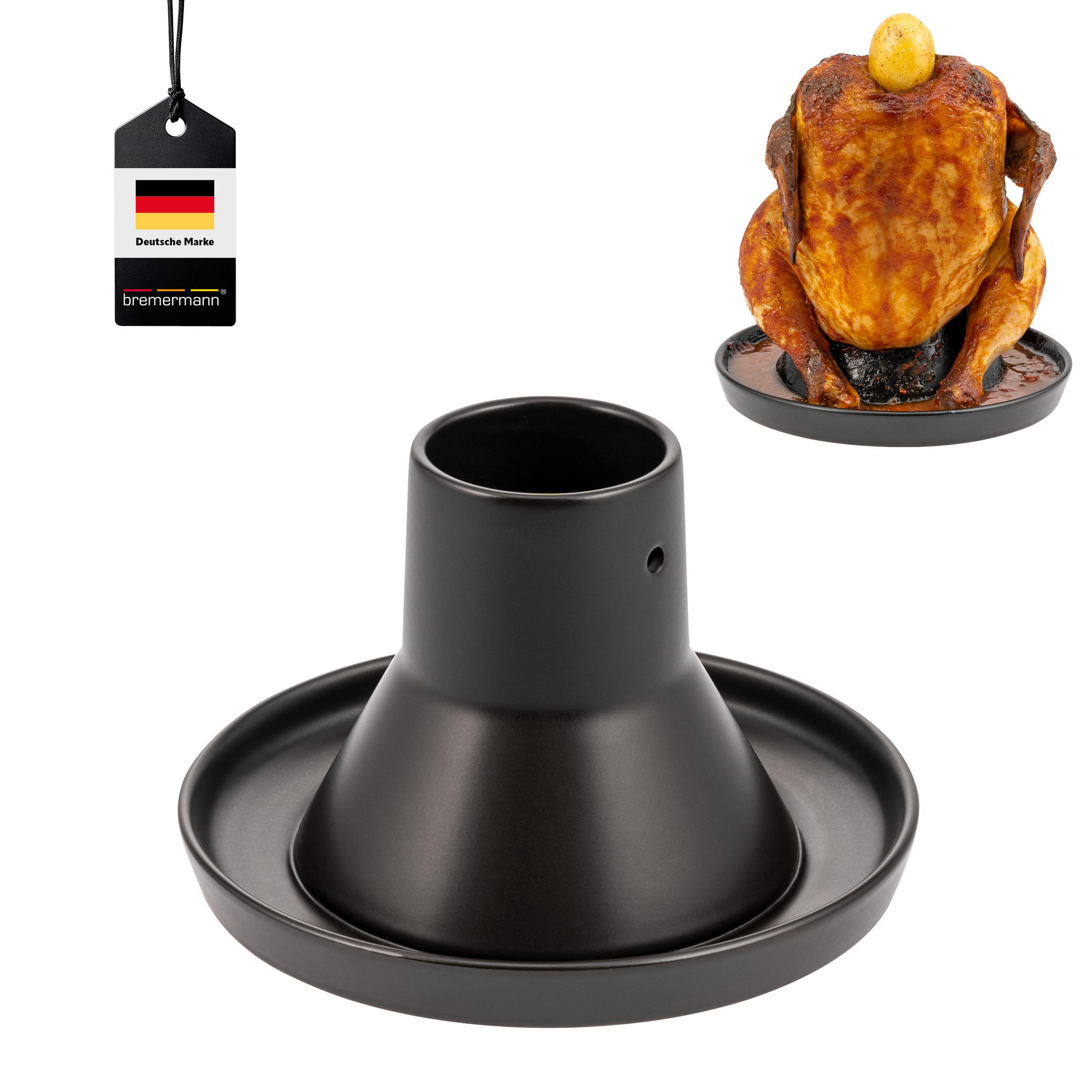 HÄHNCHENBRÄTER, schwarz, Steingut - Schwarz, Keramik (18/11/18cm) - bremermann