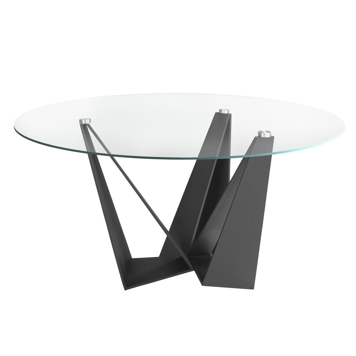 ESSTISCH Rund Schwarz | Kristall Ø150/75 cm - Transparent/Schwarz, Glas/Metall (150/150/75cm) - ANGEL CERDA