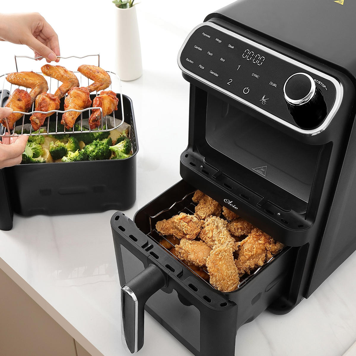 HEISSLUFTFRITTEUSE 11 l - Schwarz, Kunststoff (24/45/42cm) - Oleio