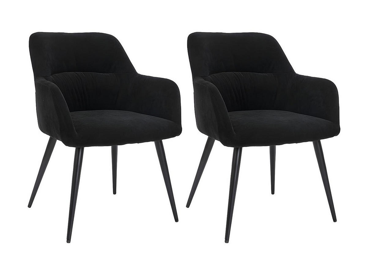 STUHL 2er-Set - Stoff & Metall - Schwarz - HEKA - Schwarz, Textil (59.5/78/61cm) - Vente-Unique