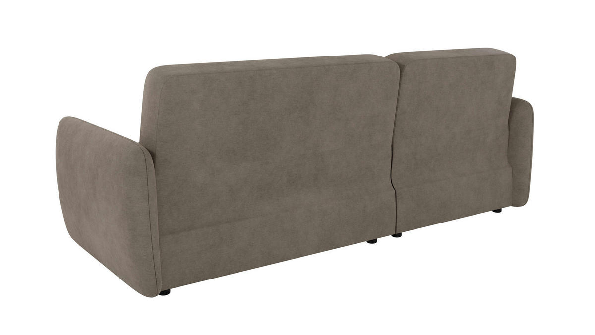 ECKSOFA Lupo Dunkelbeige Mikrofaser - Beige/Schwarz, Holz/Kunststoff (232/147cm) - S-Style Möbel