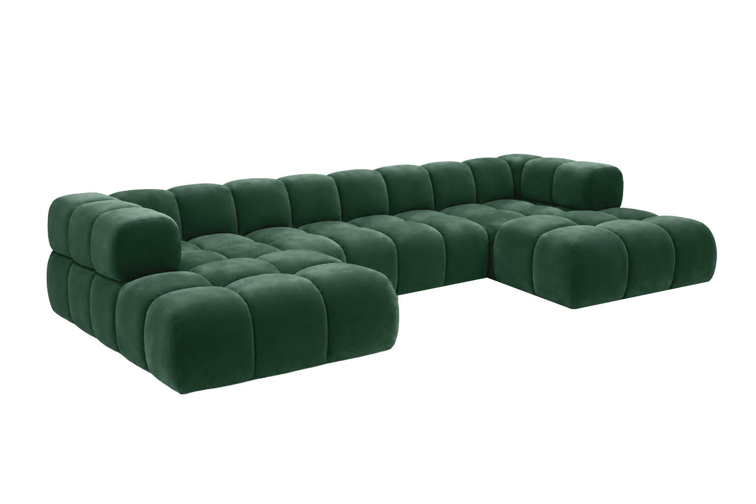 ROHOVÁ SEDAČKA ve tvaru U, velurová tkanina Bluvel, Zelená, Averro U XL - zelená barva, dřevo (400/70/150cm) - Kaiser Möbel