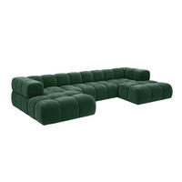ROHOVÁ SEDAČKA ve tvaru U, velurová tkanina Bluvel, Zelená, Averro U XL - zelená barva, dřevo (400/70/150cm) - Kaiser Möbel