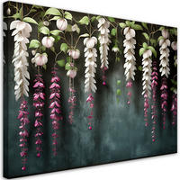 LEINWANDBILD Hängende Glyzinienblüten - Grün, Textil (90/60cm) - Feeby