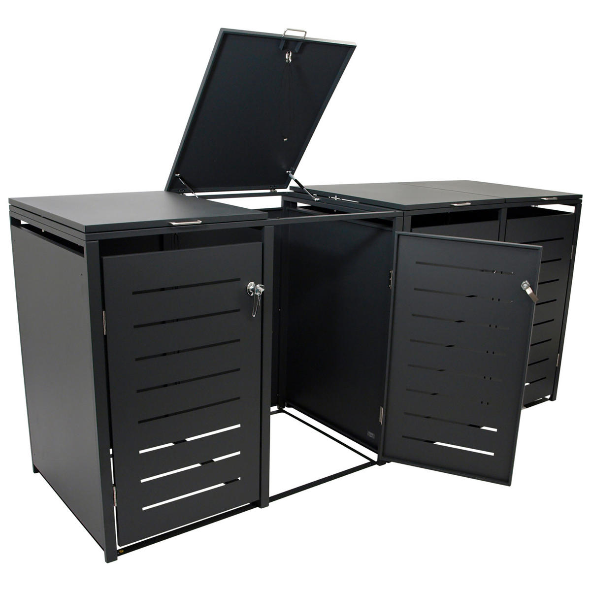 MÜLLTONNENVERKLEIDUNG London - Mülltonnenbox für 4 - Stahl verzinkt, anthrazit - Grau, Metall (264/116/80cm) - TPFGarden