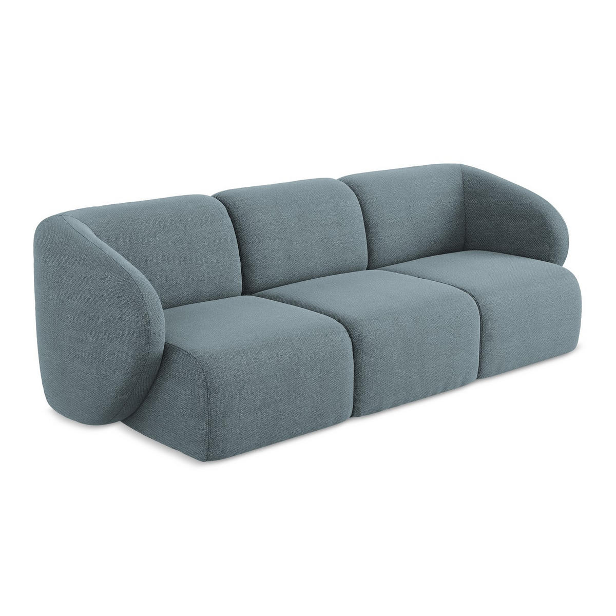 3-SITZER SOFA Bouclé Stoff Blau - Blaugrau/Schwarz, Holzwerkstoff/Kunststoff (244/75/94cm) - LaMiaSofa