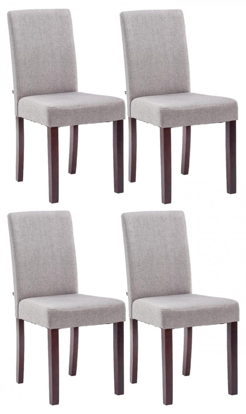 STUHL 4er Set Stoff Hellgrau - Hellgrau/Cappuccino, Holz/Textil (41/91/47cm) - CLP