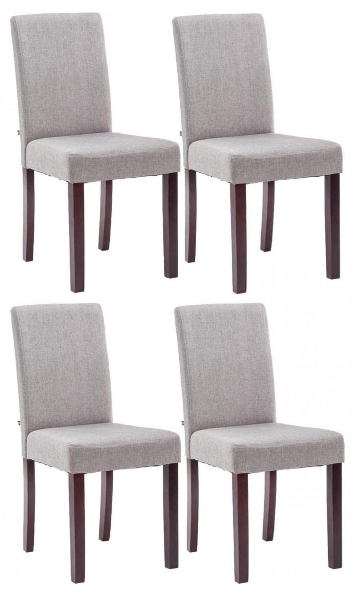 STUHL 4er Set Stoff Hellgrau - Hellgrau/Cappuccino, Holz/Textil (41/91/47cm) - CLP