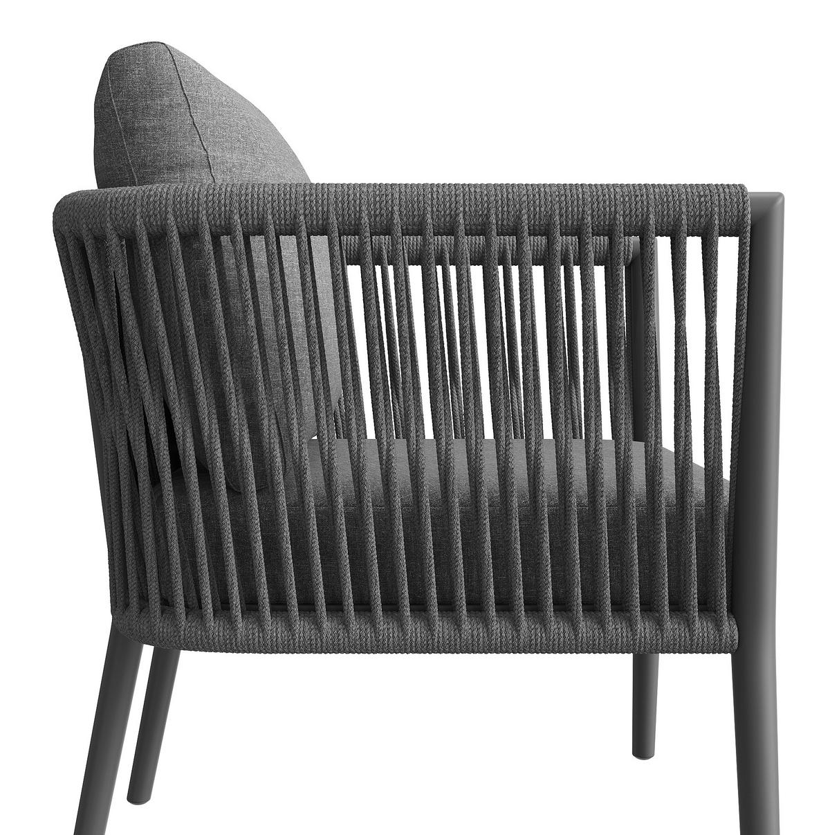 GARTENLOUNGE-SET 6-teilig 114,5/61/67 cm aus Metall und Olefin, modular mit 2 Tischen und verstellbaren Füßen, Grau - Grau, Metall - Redom
