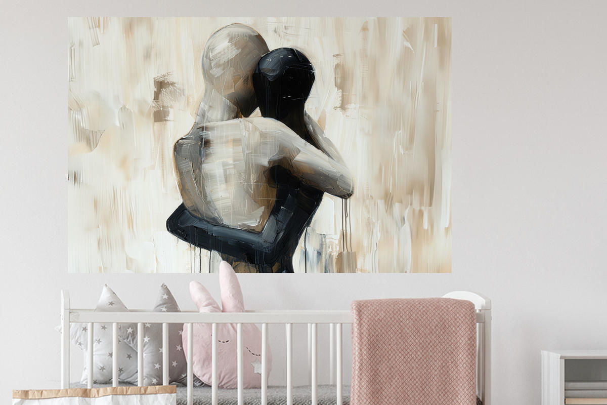 WANDTATTOO Abstrakt - Liebe - Schwarz und weiß - Modern 120x80 cm - Schwarz, Kunststoff (120/80/0.1cm) - MuchoWow