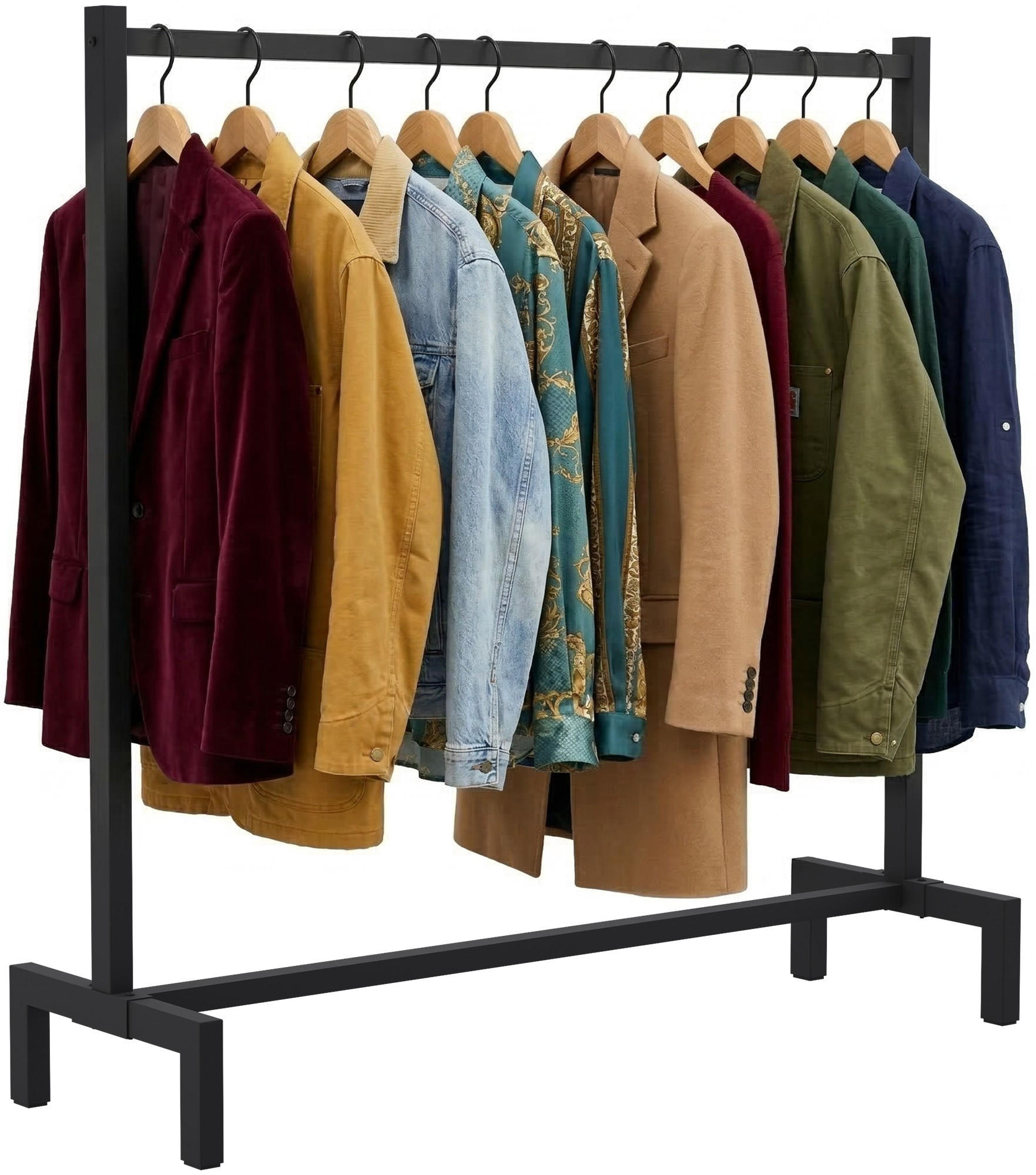 KLEIDERSTÄNDER 120x38x120-schwarz-Metall - Schwarz, Metall (120/120/38cm) - CLP