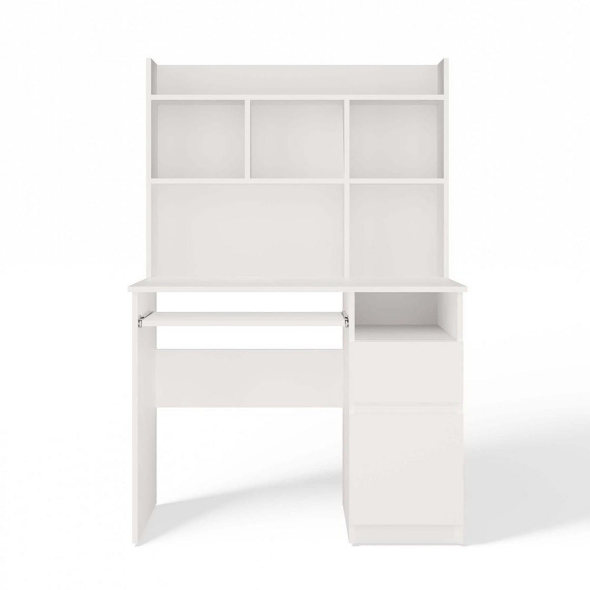 SCHREIBTISCH PORTO mit Anbauelement Weiß 98 x 51 x 145 cm - Weiß, Holzwerkstoff (51/98/145cm)