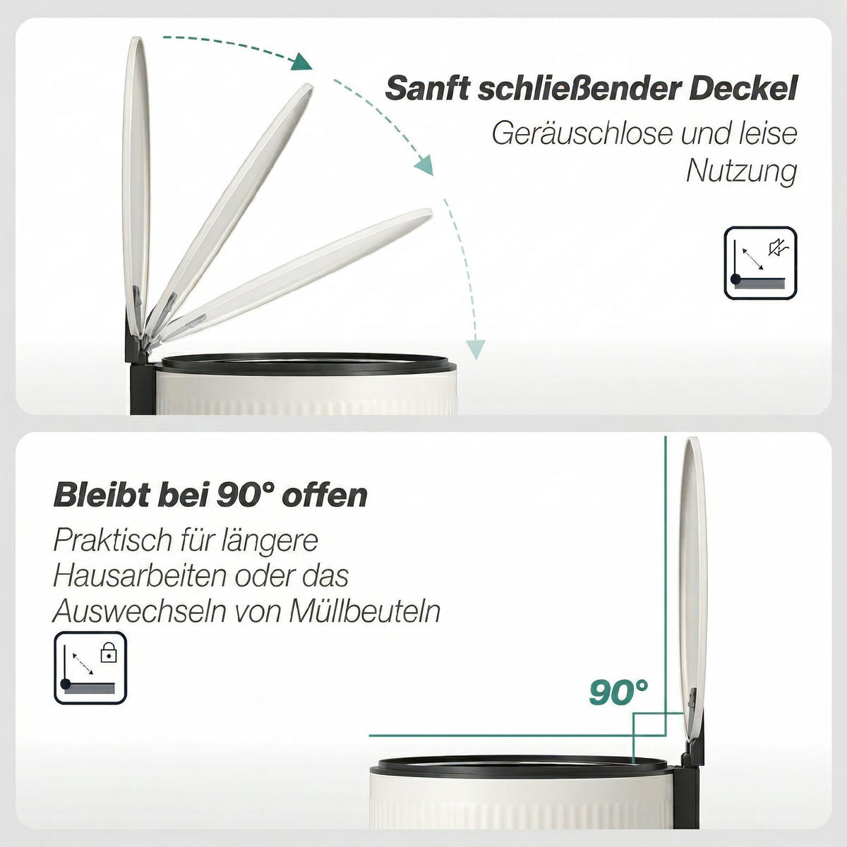 MÜLLEIMER DE-17688 30L mit Soft-Close-Pedal Creme - Creme, Metall (76.2/153.67/91.44cm) - ComfortXL